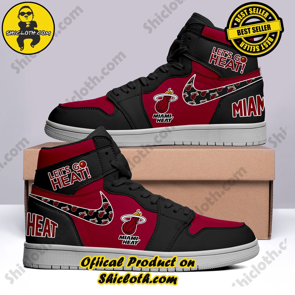 nba miami heat lets go heat nike air jordan 1 hightop sneakers 2 dts3k