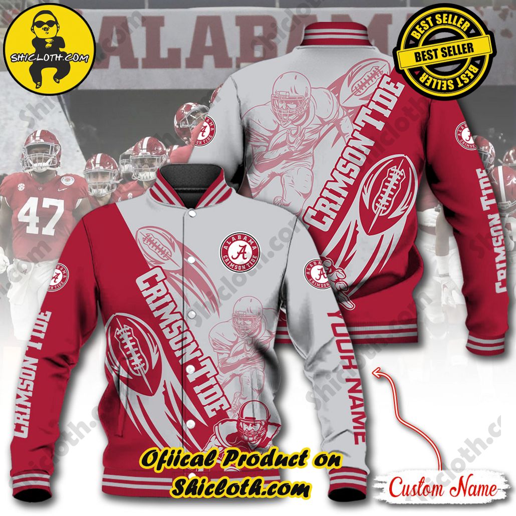 Stay Stylish and Cozy with Shicloth's Baseball Jacket Hoodie: The Perfect Blend of Sporty and Comfortable 2 NCAA Alabama Crimson Tide Custom Name Baseball Jacket Hoodie