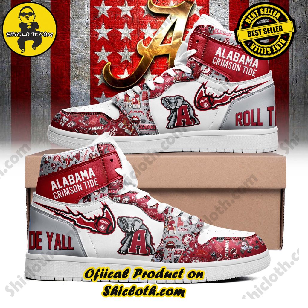 ncaa alabama crimson tide roll tide yall nike air jordan 1 hightop sneakers 2 TFBJb