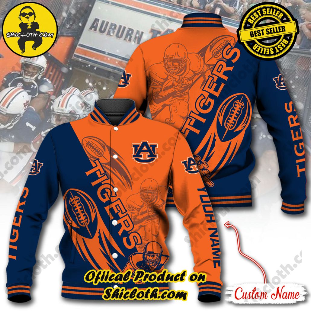Stay Stylish and Cozy with Shicloth's Baseball Jacket Hoodie: The Perfect Blend of Sporty and Comfortable 6 NCAA Auburn Tigers Custom Name Baseball Jacket Hoodie