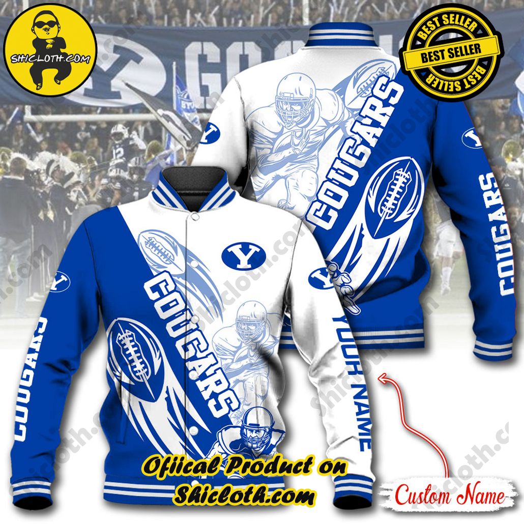 Stay Stylish and Cozy with Shicloth's Baseball Jacket Hoodie: The Perfect Blend of Sporty and Comfortable 8 NCAA BYU Cougars Custom Name Baseball Jacket Hoodie