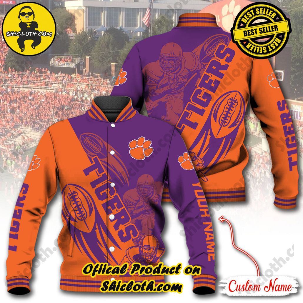 Stay Stylish and Cozy with Shicloth's Baseball Jacket Hoodie: The Perfect Blend of Sporty and Comfortable 10 NCAA Clemson Tigers Custom Name Baseball Jacket Hoodie