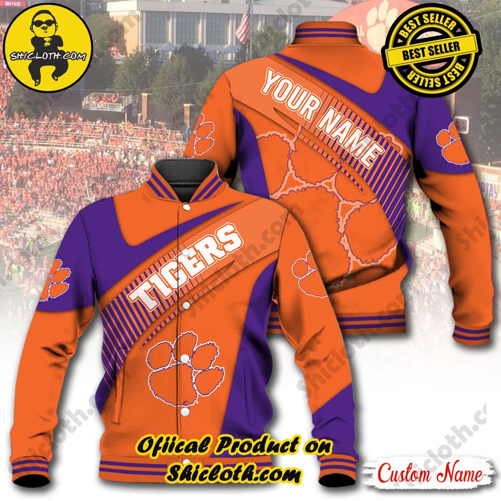 Stay Stylish and Cozy with Shicloth's Baseball Jacket Hoodie: The Perfect Blend of Sporty and Comfortable 11 NCAA Clemson Tigers Custom Name Baseball Jacket Hoodie New Ver