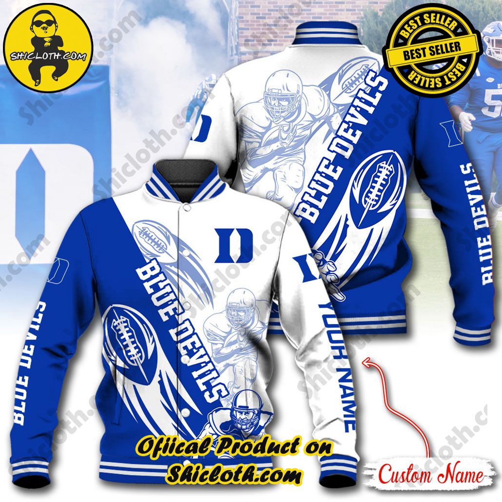Stay Stylish and Cozy with Shicloth's Baseball Jacket Hoodie: The Perfect Blend of Sporty and Comfortable 12 NCAA Duke Blue Devils Custom Name Baseball Jacket Hoodie