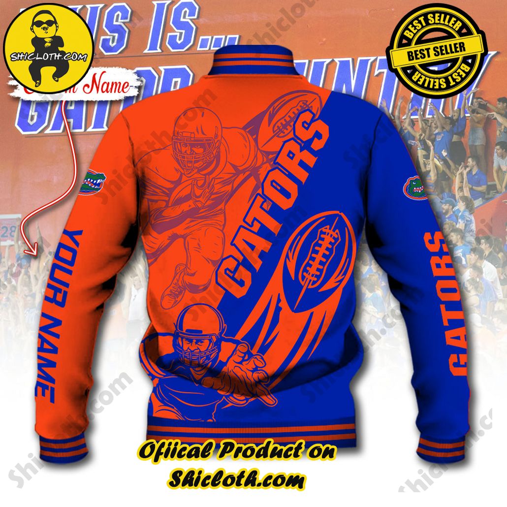 NCAA Florida Gators Custom Name Baseball Jacket Hoodie 3 NCAA Florida Gators Custom Name Baseball Jacket Hoodie - Image 3