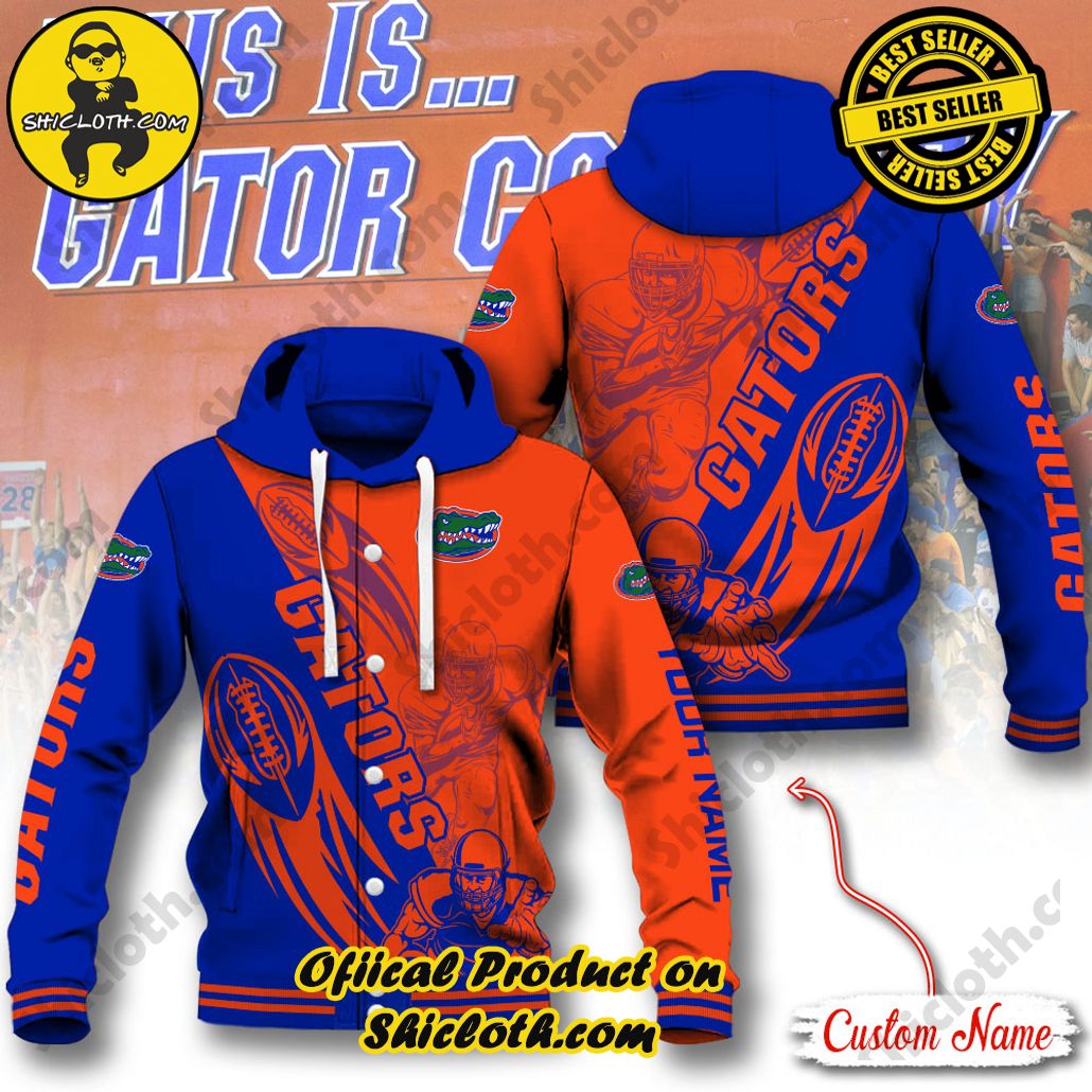 NCAA Florida Gators Custom Name Baseball Jacket Hoodie 4 NCAA Florida Gators Custom Name Baseball Jacket Hoodie - Image 4