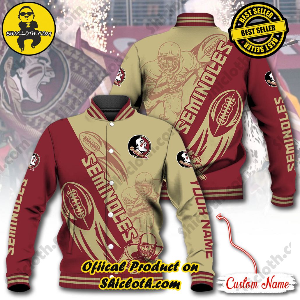 Stay Stylish and Cozy with Shicloth's Baseball Jacket Hoodie: The Perfect Blend of Sporty and Comfortable 16 NCAA Florida State Seminoles Custom Name Baseball Jacket Hoodie