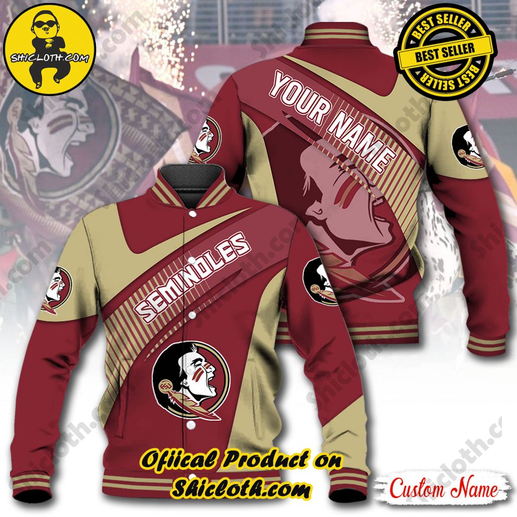 Stay Stylish and Cozy with Shicloth's Baseball Jacket Hoodie: The Perfect Blend of Sporty and Comfortable 17 NCAA Florida State Seminoles Custom Name Baseball Jacket Hoodie New Ver