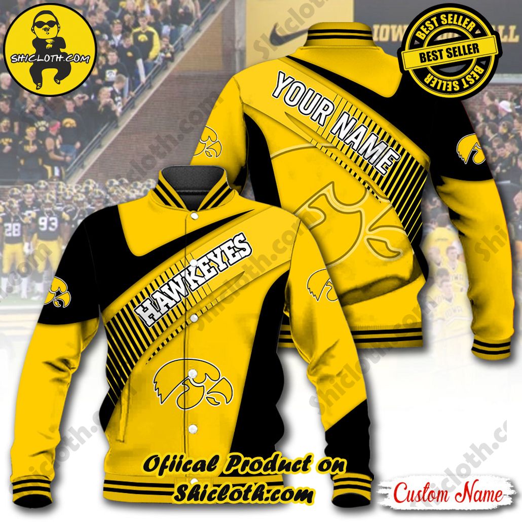 Stay Stylish and Cozy with Shicloth's Baseball Jacket Hoodie: The Perfect Blend of Sporty and Comfortable 21 NCAA Iowa Hawkeyes Custom Name Baseball Jacket Hoodie New Ver