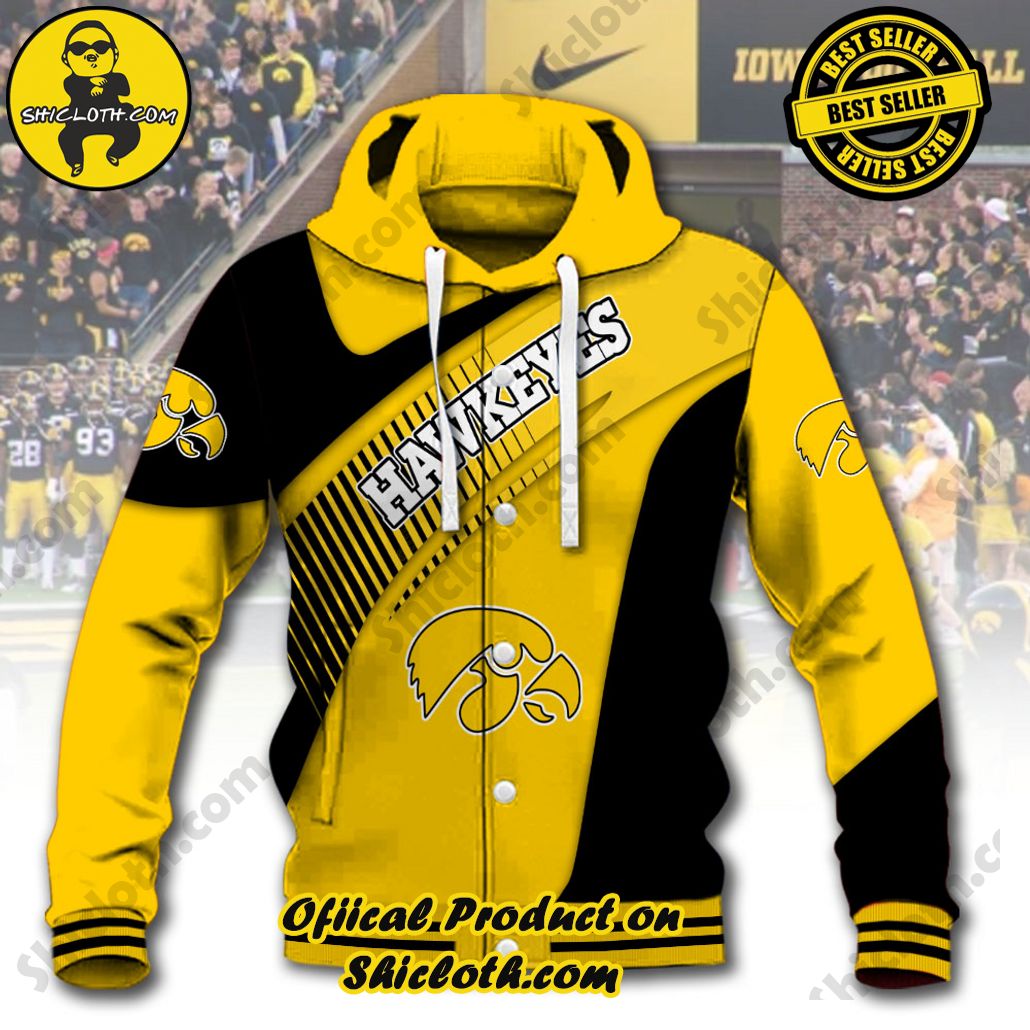 ncaa iowa hawkeyes custom name baseball jacket hoodie new ver 5