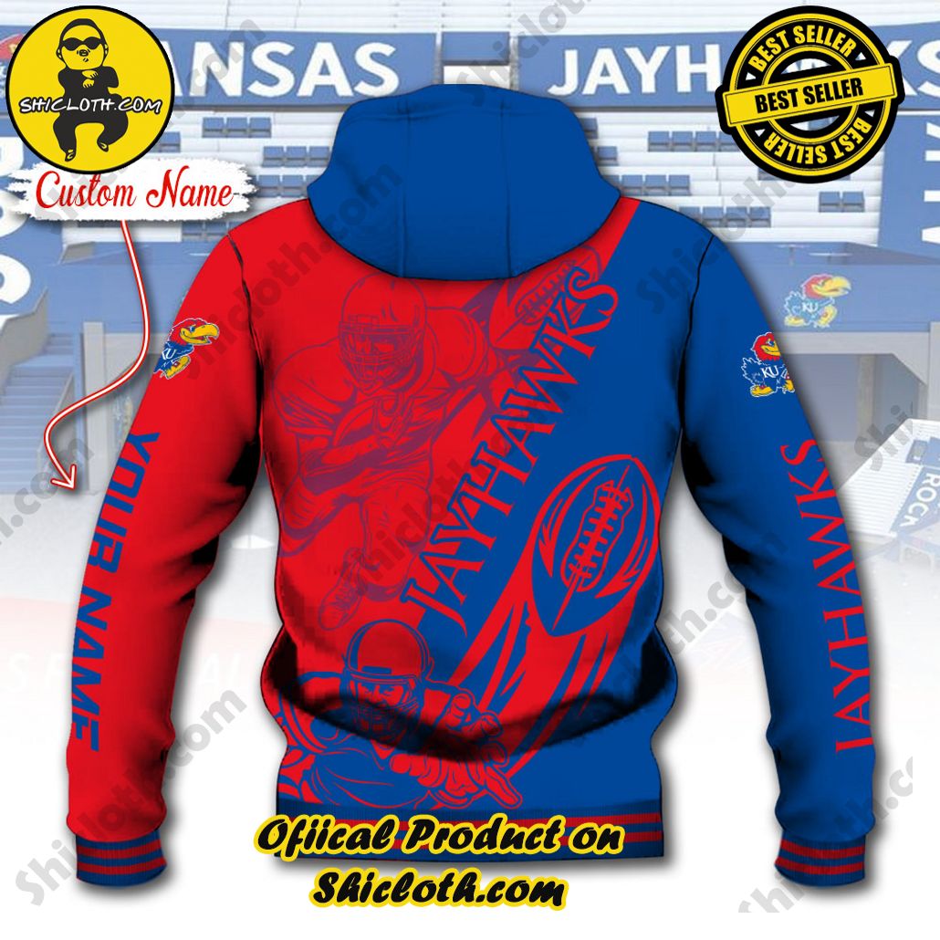 NCAA Kansas Jayhawks Custom Name Baseball Jacket Hoodie 6 NCAA Kansas Jayhawks Custom Name Baseball Jacket Hoodie - Image 6