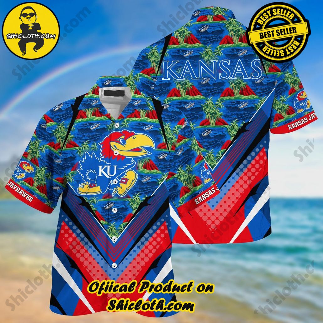 Shicloth Beach Shirts: The Perfect Way to Beat the Heat 94 NCAA Kansas Jayhawks Green Blue Trendy Hawaiian Shirt Aloha Shirt