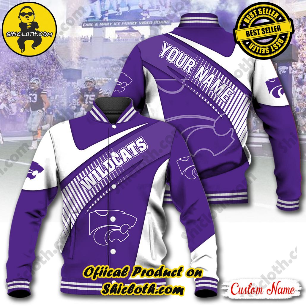 Stay Stylish and Cozy with Shicloth's Baseball Jacket Hoodie: The Perfect Blend of Sporty and Comfortable 25 NCAA Kansas State Wildcats Custom Name Baseball Jacket Hoodie New Ver