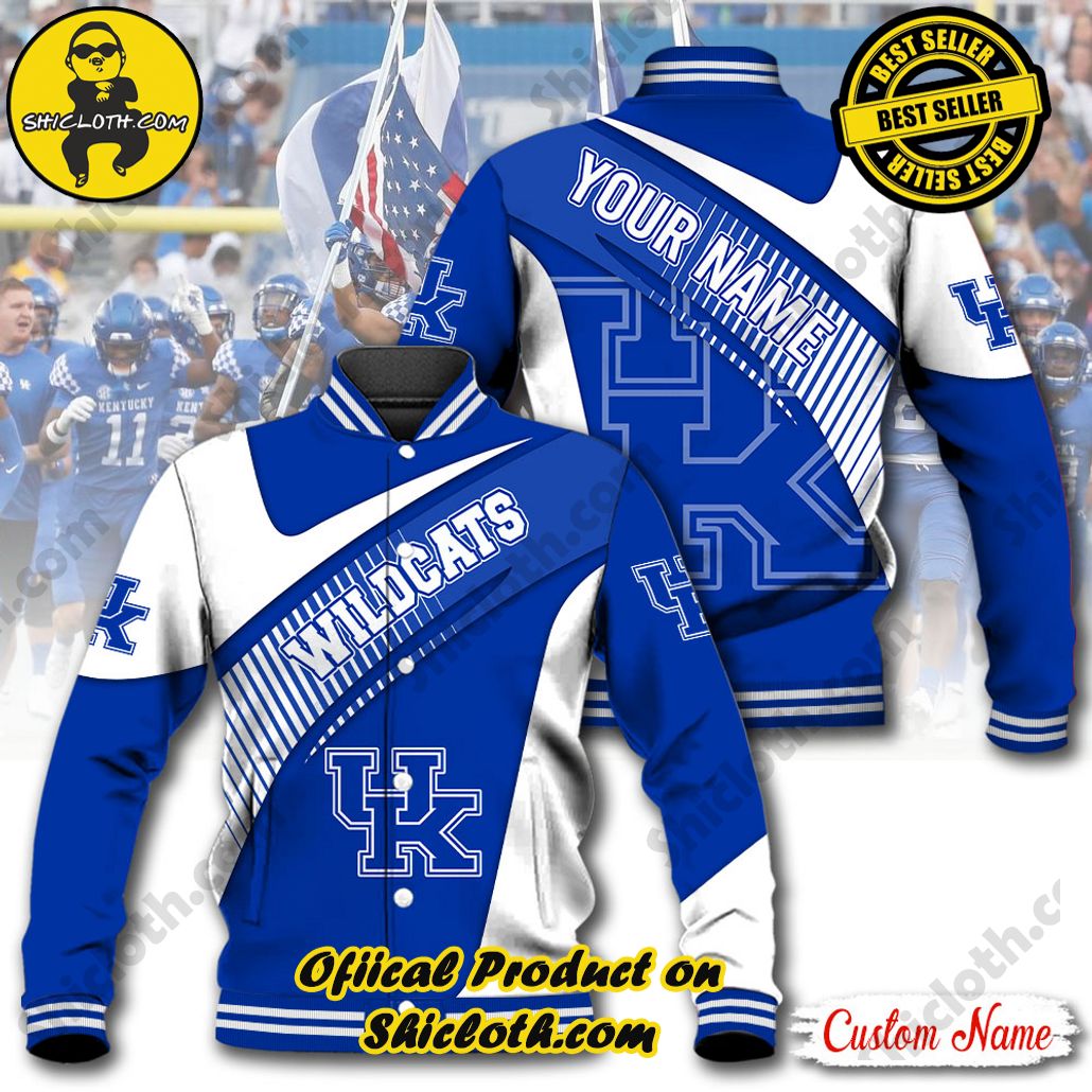 Discover Style and Comfort: The Shicloth Baseball Jacket Hoodie 2 NCAA Kentucky Wildcats Custom Name Baseball Jacket Hoodie New Ver