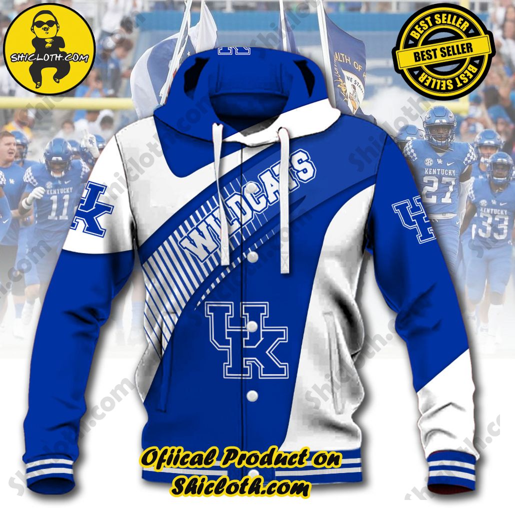 NCAA Kentucky Wildcats Custom Name Baseball Jacket Hoodie New Ver 5 NCAA Kentucky Wildcats Custom Name Baseball Jacket Hoodie New Ver - Image 5