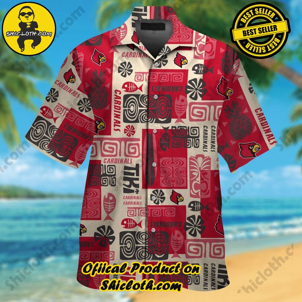 Shicloth Beach Shirts: The Perfect Way to Beat the Heat 95 NCAA Louisville Cardinals Red Gold Trendy Hawaiian Shirt Aloha Shirt