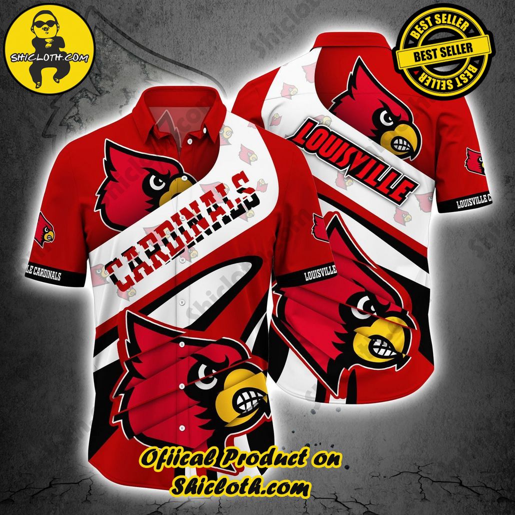 Shicloth Beach Shirts: The Perfect Way to Beat the Heat 96 NCAA Louisville Cardinals Red White Trendy Hawaiian Shirt Aloha Shirt