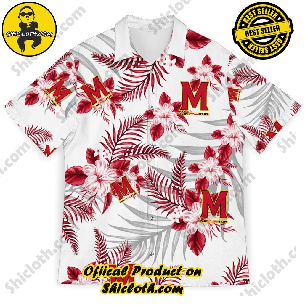 Shicloth Beach Shirts: The Perfect Way to Beat the Heat 99 NCAA Maryland Terrapins Red Flowers White Trendy Hawaiian Shirt Aloha Shirt