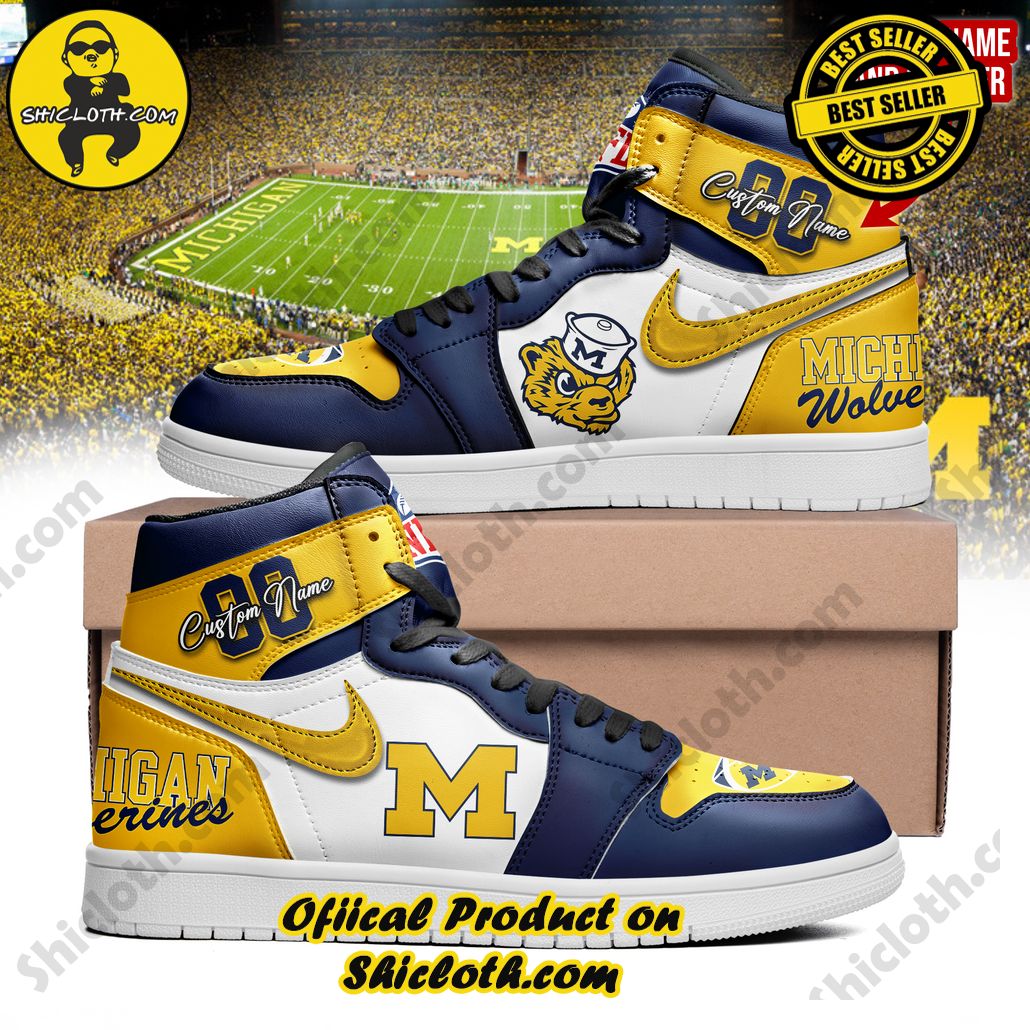 NCAA Michigan Wolverines Personalized Nike Air Jordan 1, Hightop Sneakers