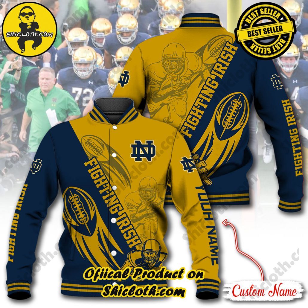 Discover Style and Comfort: The Shicloth Baseball Jacket Hoodie 13 NCAA Notre Dame Fighting Irish Custom Name Baseball Jacket Hoodie