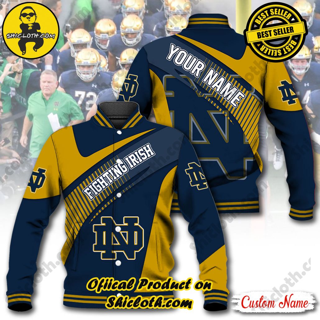 Discover Style and Comfort: The Shicloth Baseball Jacket Hoodie 14 NCAA Notre Dame Fighting Irish Custom Name Baseball Jacket Hoodie New Ver
