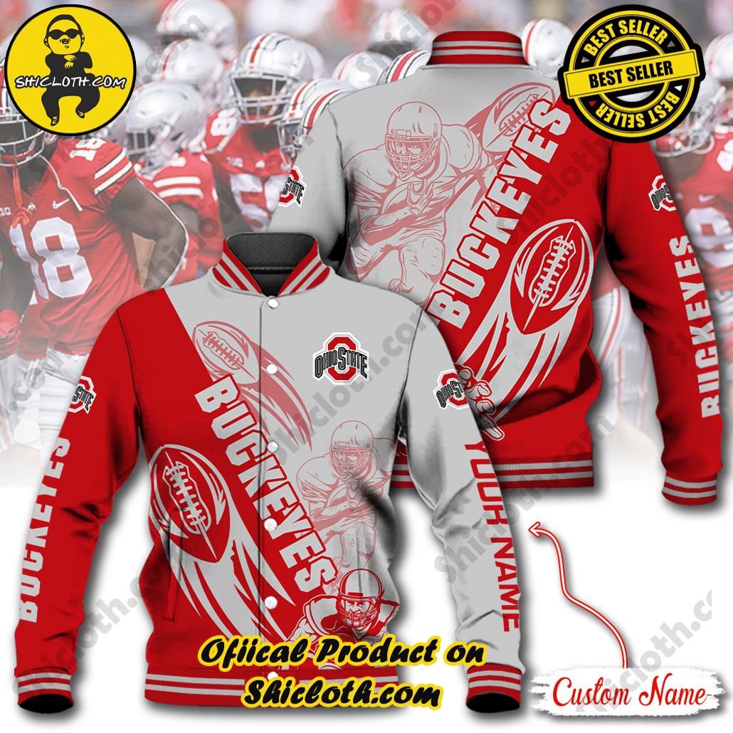 Discover Style and Comfort: The Shicloth Baseball Jacket Hoodie 15 NCAA Ohio State Buckeyes Custom Name Baseball Jacket Hoodie