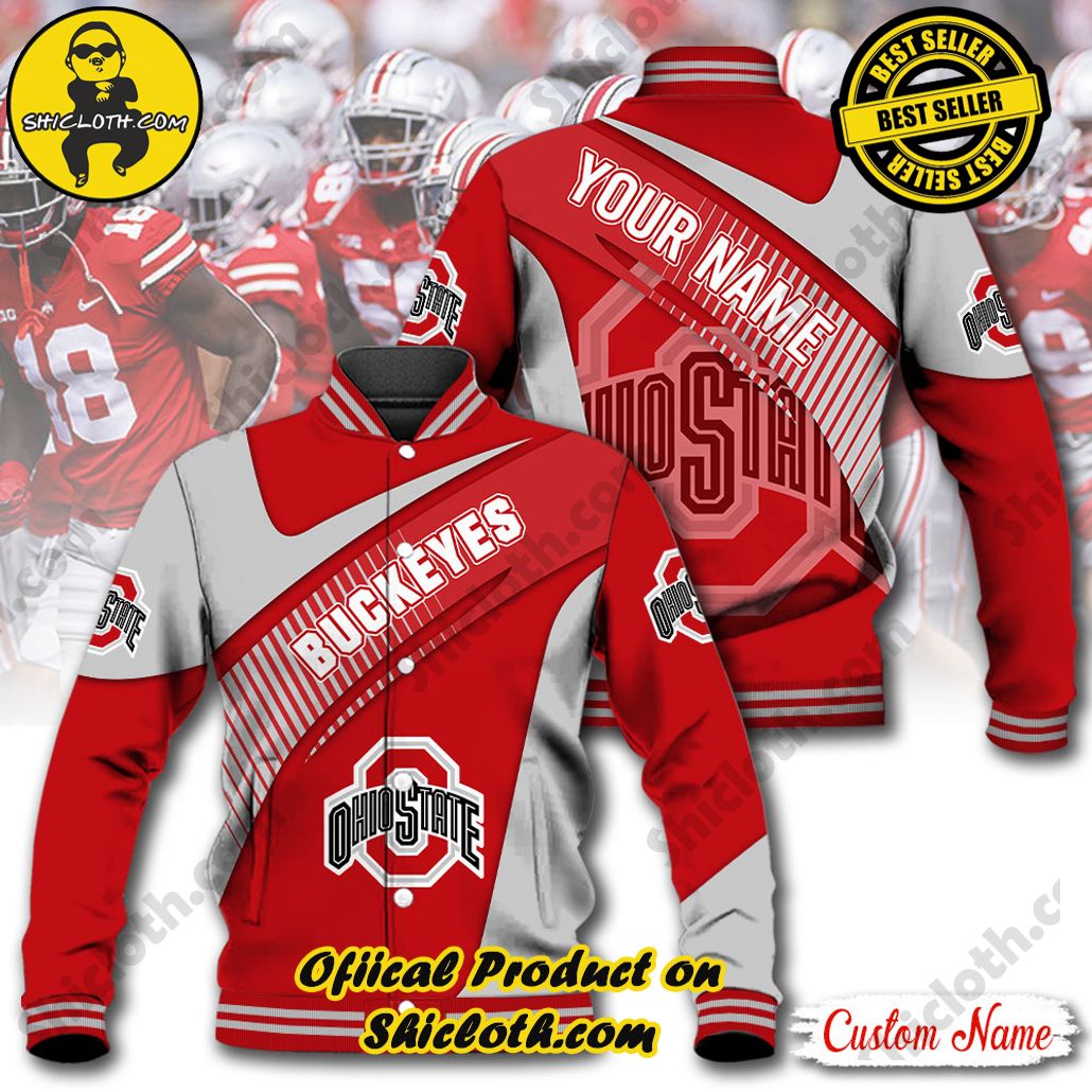 Discover Style and Comfort: The Shicloth Baseball Jacket Hoodie 16 NCAA Ohio State Buckeyes Custom Name Baseball Jacket Hoodie New Ver
