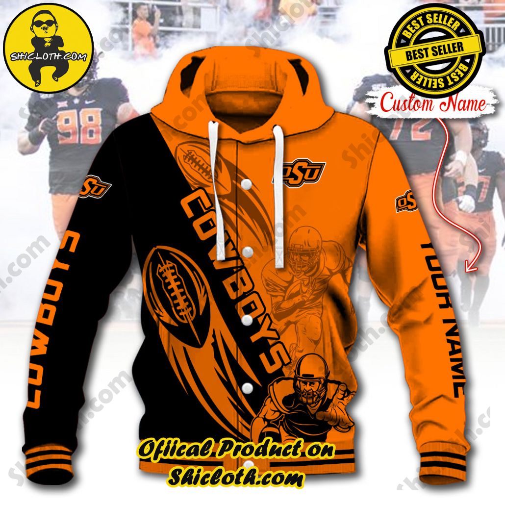 NCAA Oklahoma State Cowboys Custom Name Baseball Jacket Hoodie 5 NCAA Oklahoma State Cowboys Custom Name Baseball Jacket Hoodie - Image 5