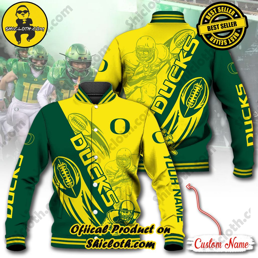 Discover Style and Comfort: The Shicloth Baseball Jacket Hoodie 21 NCAA Oregon Ducks Custom Name Baseball Jacket Hoodie