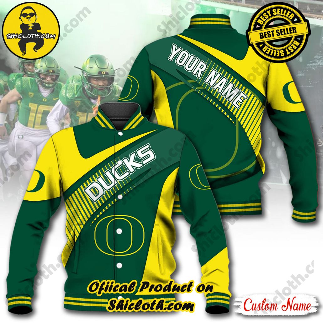 Discover Style and Comfort: The Shicloth Baseball Jacket Hoodie 22 NCAA Oregon Ducks Custom Name Baseball Jacket Hoodie New Ver