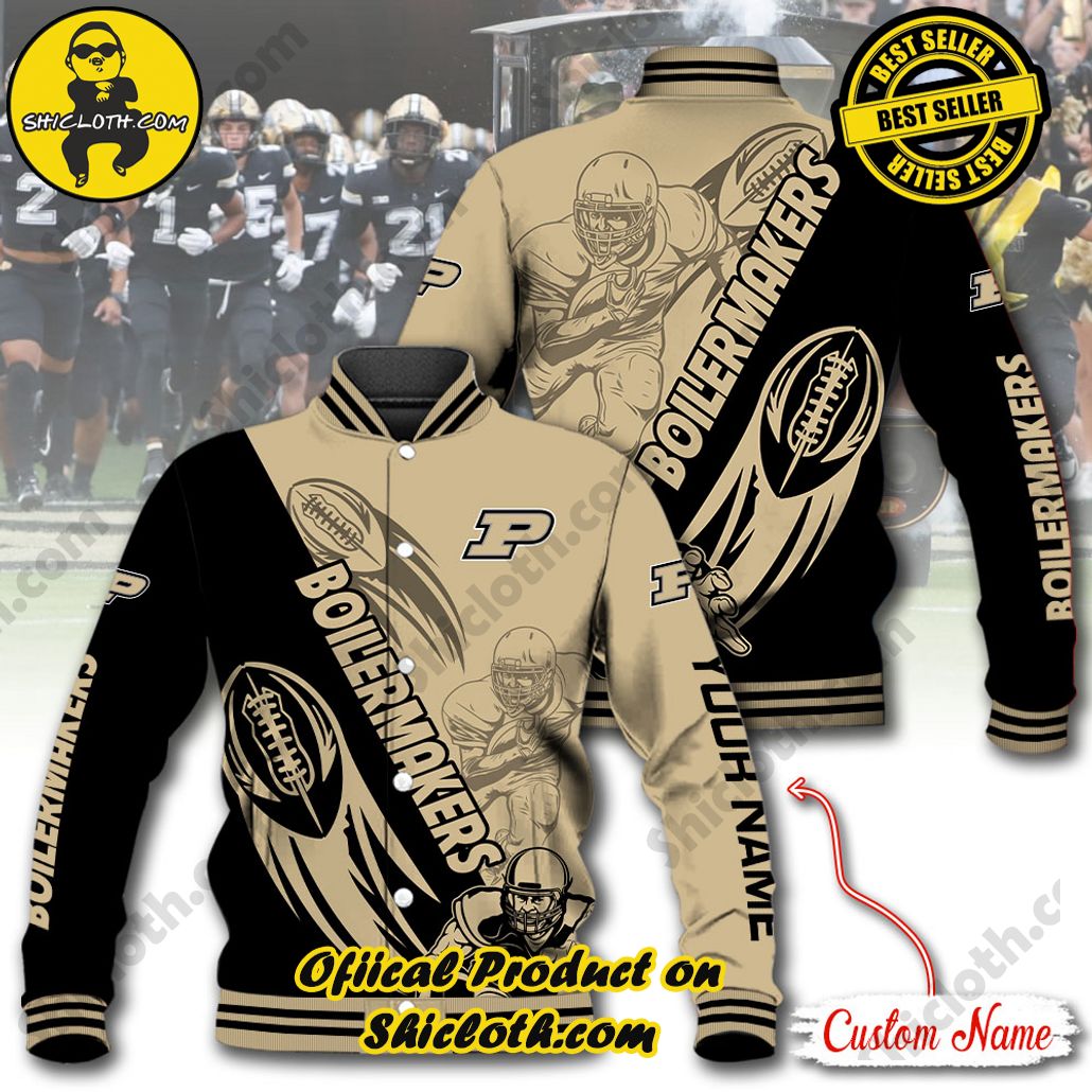 Discover Style and Comfort: The Shicloth Baseball Jacket Hoodie 23 NCAA Purdue Boilermakers Custom Name Baseball Jacket Hoodie