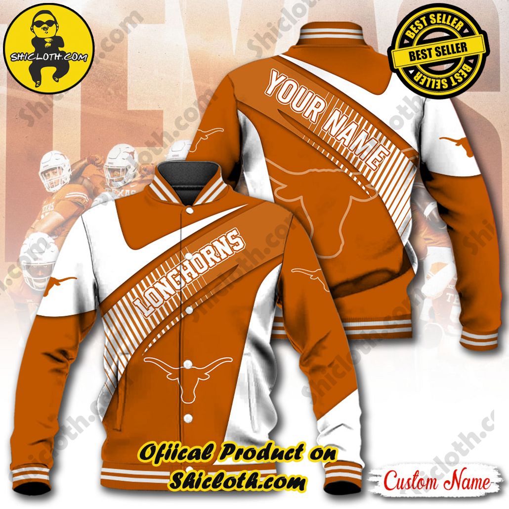 Discover Style and Comfort: The Shicloth Baseball Jacket Hoodie 30 NCAA Texas Longhorns Custom Name Baseball Jacket Hoodie New Ver