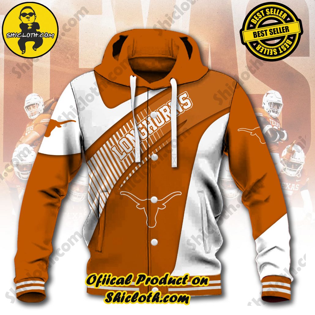 ncaa texas longhorns custom name baseball jacket hoodie new ver 5