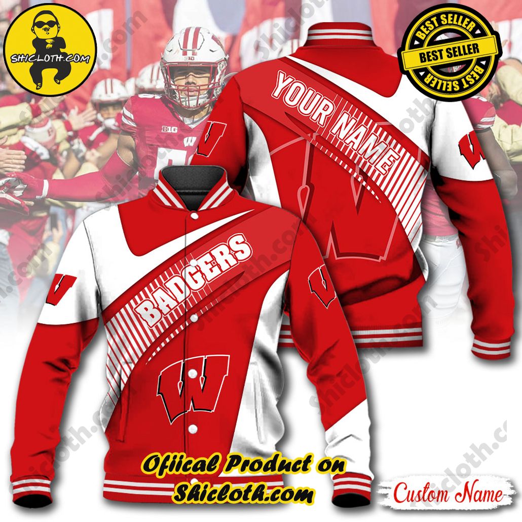 Discover Style and Comfort: The Shicloth Baseball Jacket Hoodie 32 NCAA Wisconsin Badgers Custom Name Baseball Jacket Hoodie New Ver