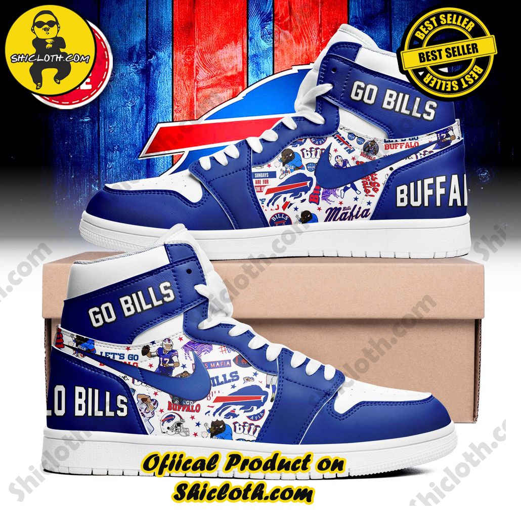 NFL Buffalo Bills Nike Air Jordan 1, Hightop Sneakers 4 NFL Buffalo Bills Nike Air Jordan 1, Hightop Sneakers - Image 4