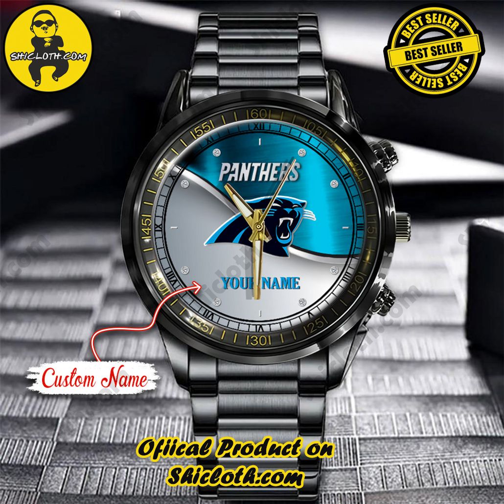 Introducing the Shicloth Steel Watch: A Timeless Blend of Style and Functionality 6 NFL Carolina Panthers Custom Name Stainless Steel Watch