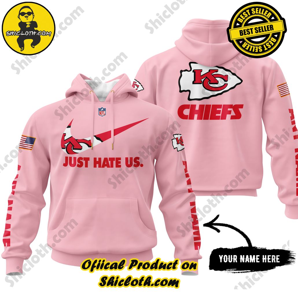 nfl kansas city chiefs nike just hate us custom name 3d hoodie 2 1bXa0