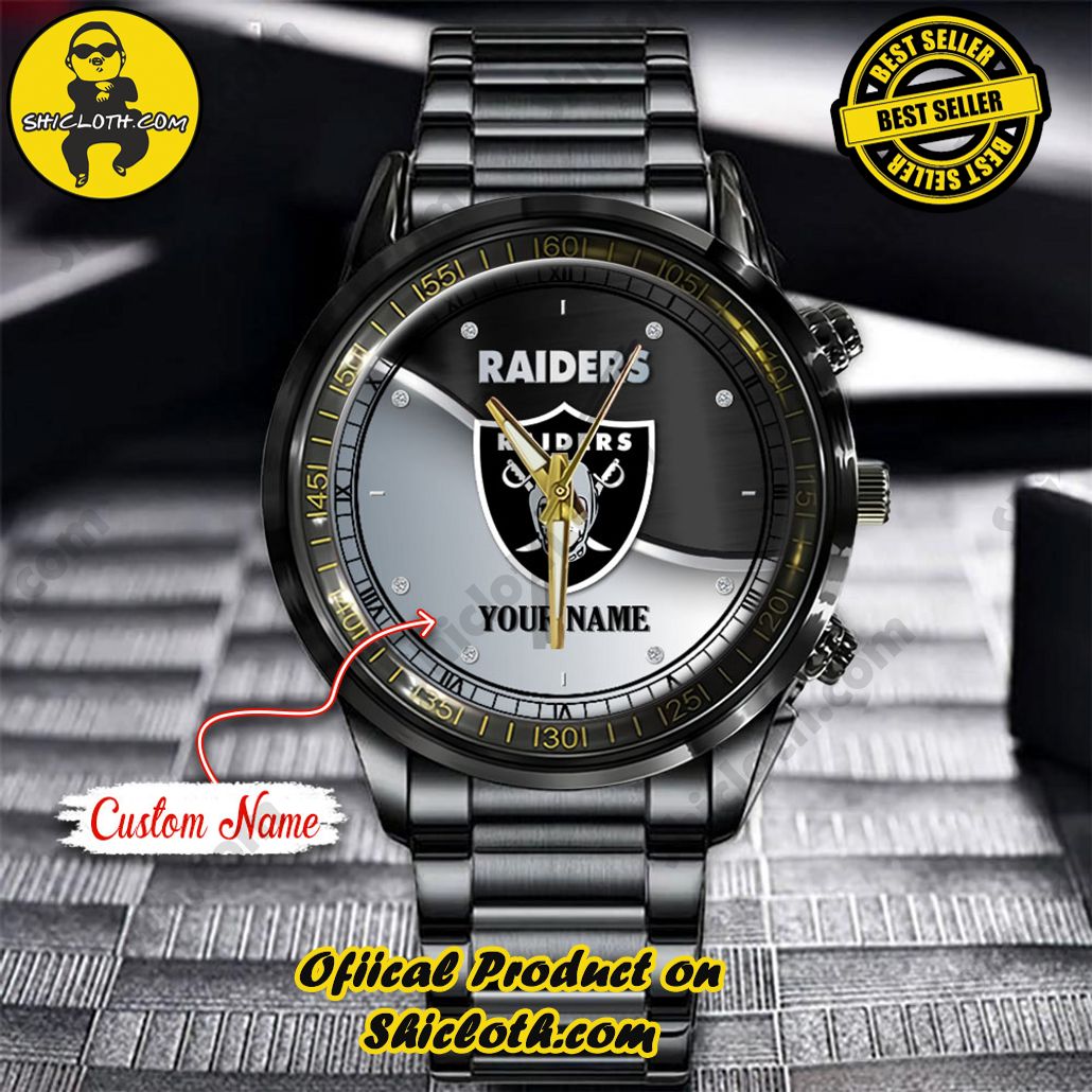 Introducing the Shicloth Steel Watch: A Timeless Blend of Style and Functionality 18 NFL Las Vegas Raiders Custom Name Stainless Steel Watch