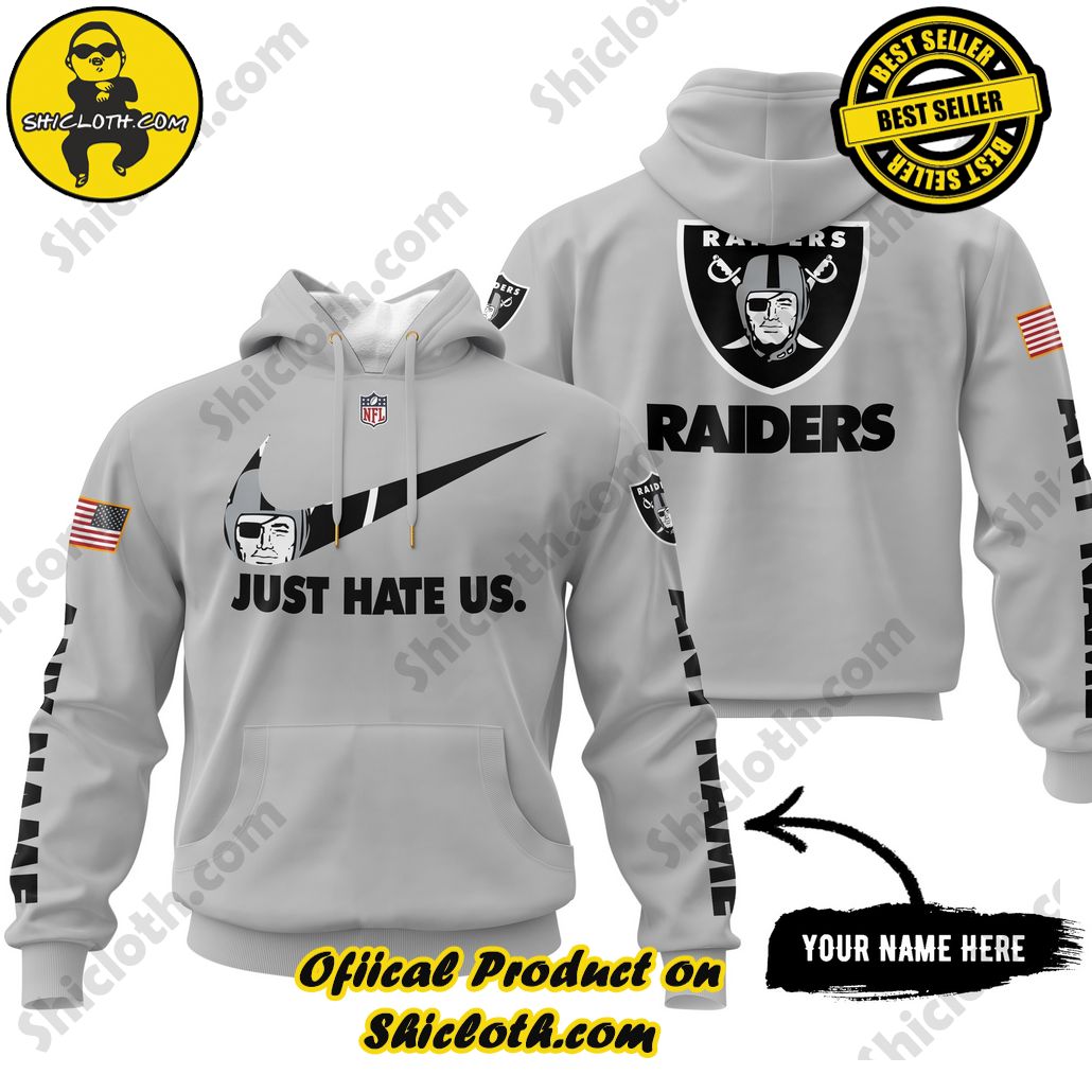 nfl las vegas raiders nike just hate us custom name 3d hoodie 2 w5Fvh