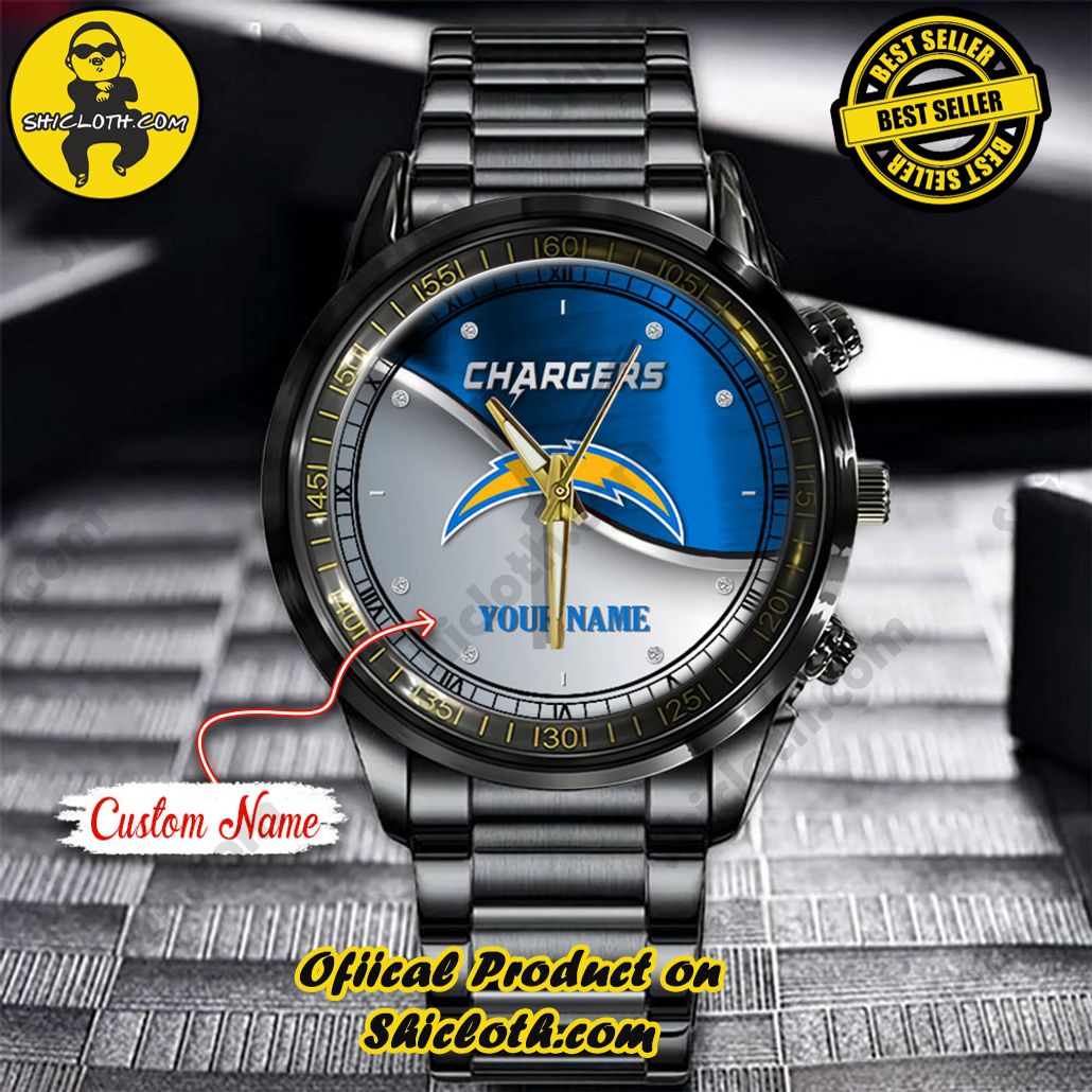 Introducing the Shicloth Steel Watch: A Timeless Blend of Style and Functionality 19 NFL Los Angeles Chargers Custom Name Stainless Steel Watch