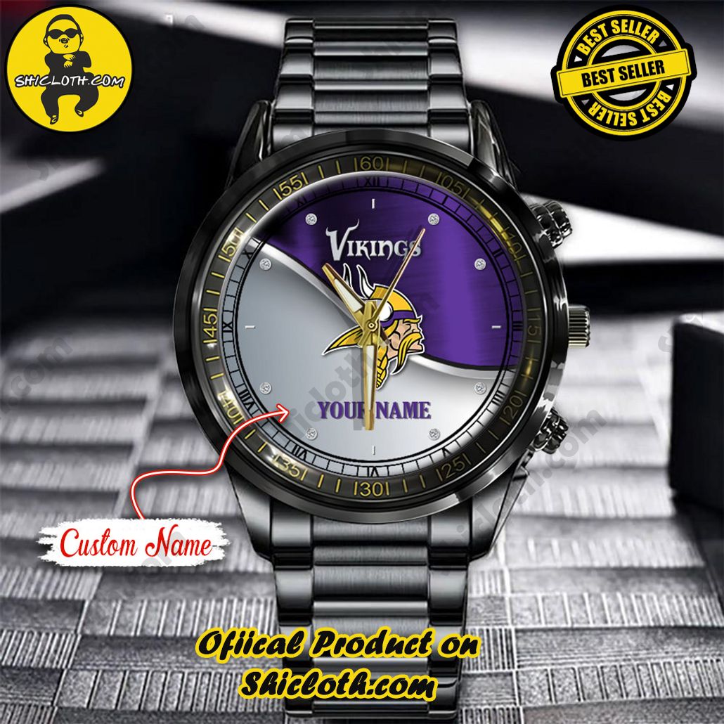 Introducing the Shicloth Steel Watch: A Timeless Blend of Style and Functionality 22 NFL Minnesota Vikings Custom Name Stainless Steel Watch