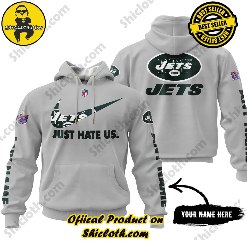 nfl new york jets nike just hate us custom name 3d hoodie 2
