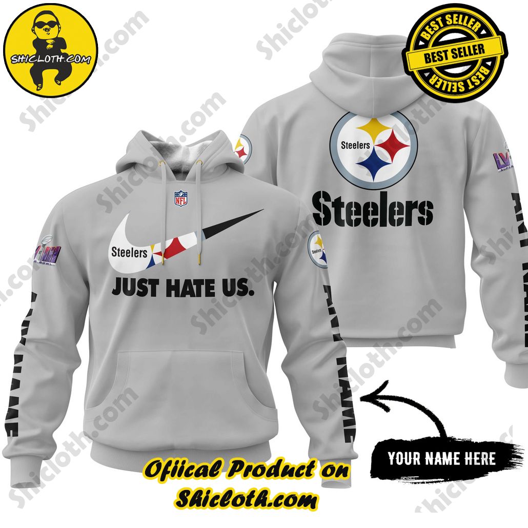 NFL Pittsburgh Steelers Terrible Towel 50th Anniversary Nike Just Hate Us Custom Name 3D Hoodie