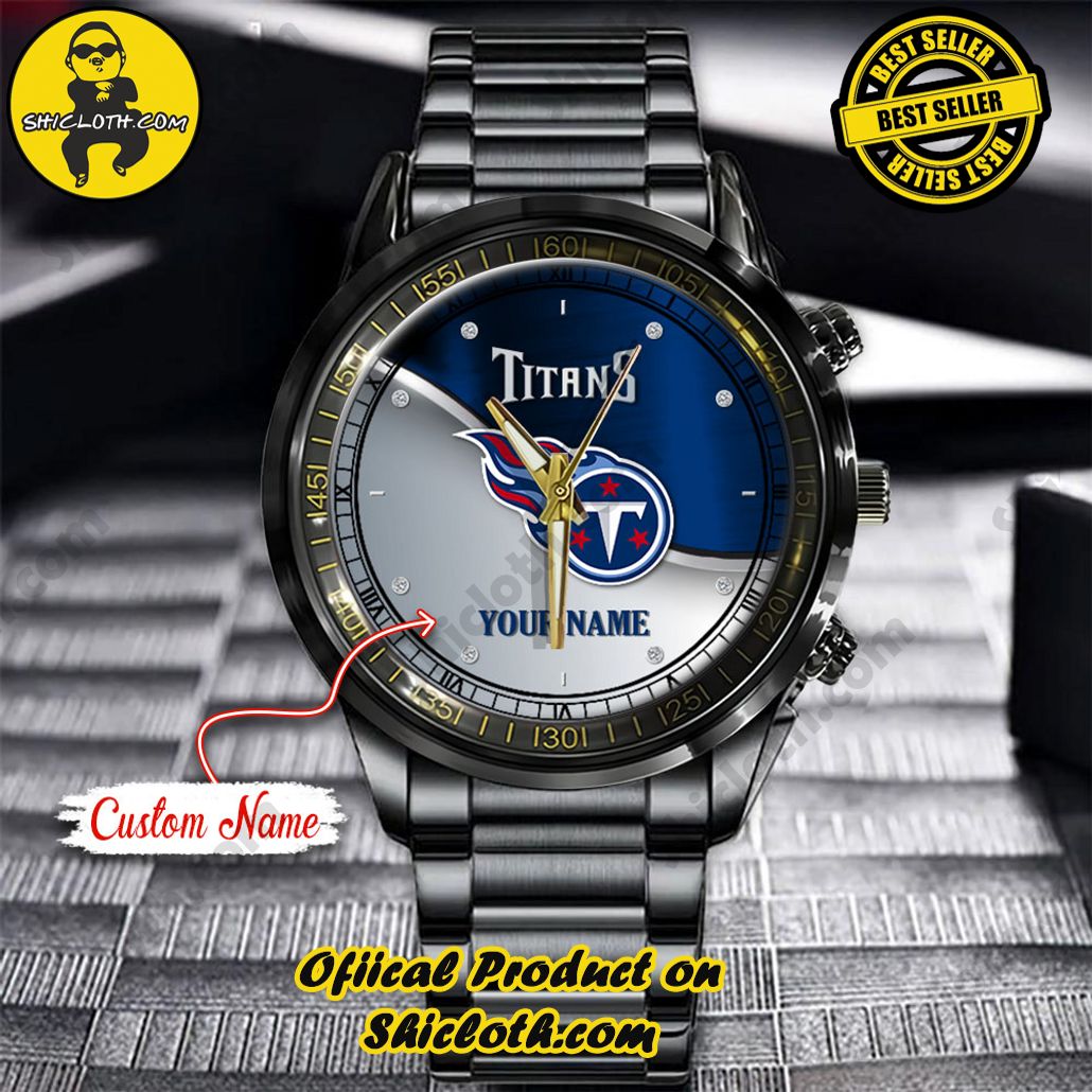 NFL Tennessee Titans Custom Name Stainless Steel Watch 3 NFL Tennessee Titans Custom Name Stainless Steel Watch - Image 3