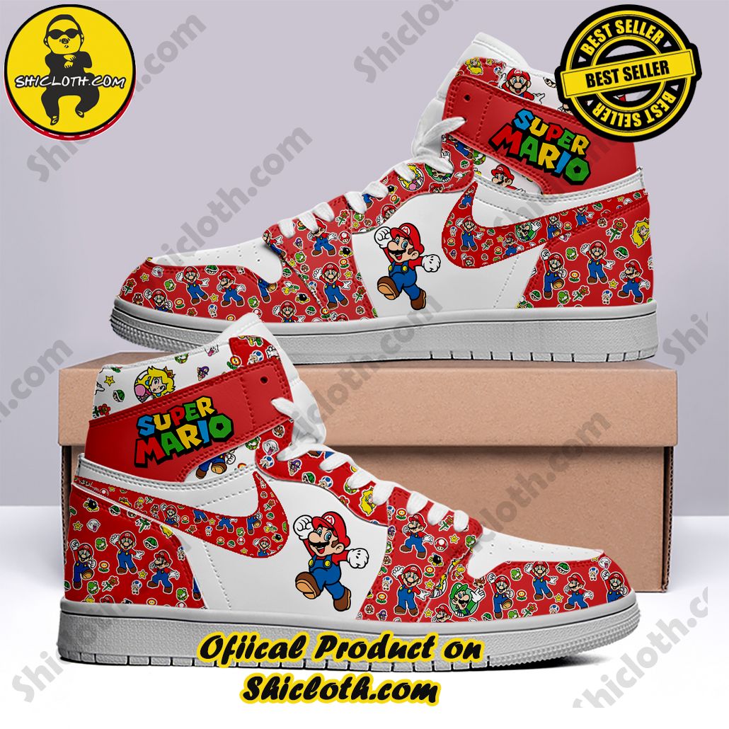 Nintendo Super Mario Nike Air Jordan 1, Hightop Sneakers New Style