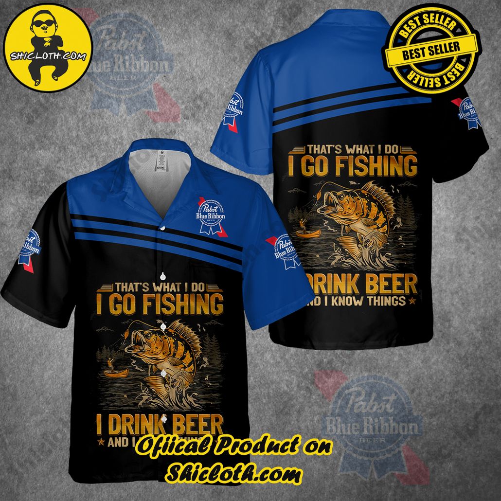 Unleash Your Inner Islander: Shicloth's Hawaiian Beach Shirts For Men 61 Pabst Blue Ribbon Beer Fishing Hawaiian Beach Shirts For Men