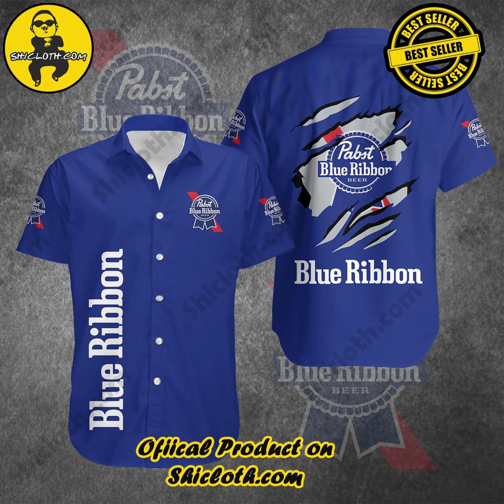 Unleash Your Inner Islander: Shicloth's Hawaiian Beach Shirts For Men 63 Pabst Blue Ribbon Button Beach Shirts For Men V2