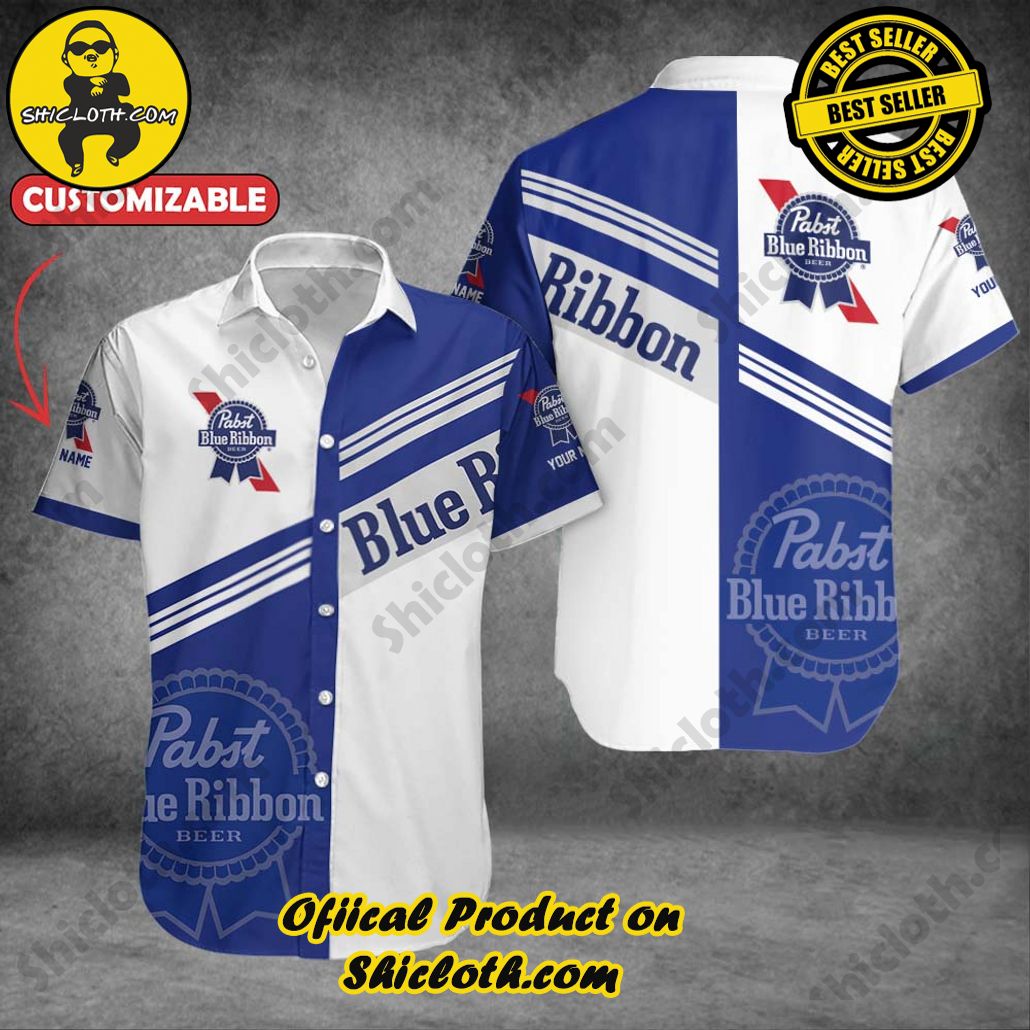 Unleash Your Inner Islander: Shicloth's Hawaiian Beach Shirts For Men 66 Pabst Blue Ribbon Button Beach Shirts For Men V5