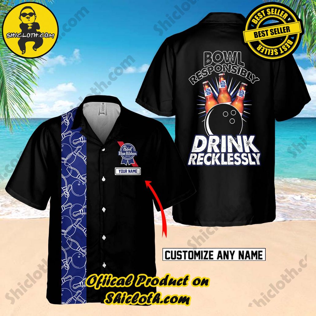 Unleash Your Inner Islander: Shicloth's Hawaiian Beach Shirts For Men 71 Pabst Blue Ribbon Custom Name Bowling Beach Shirts For Men