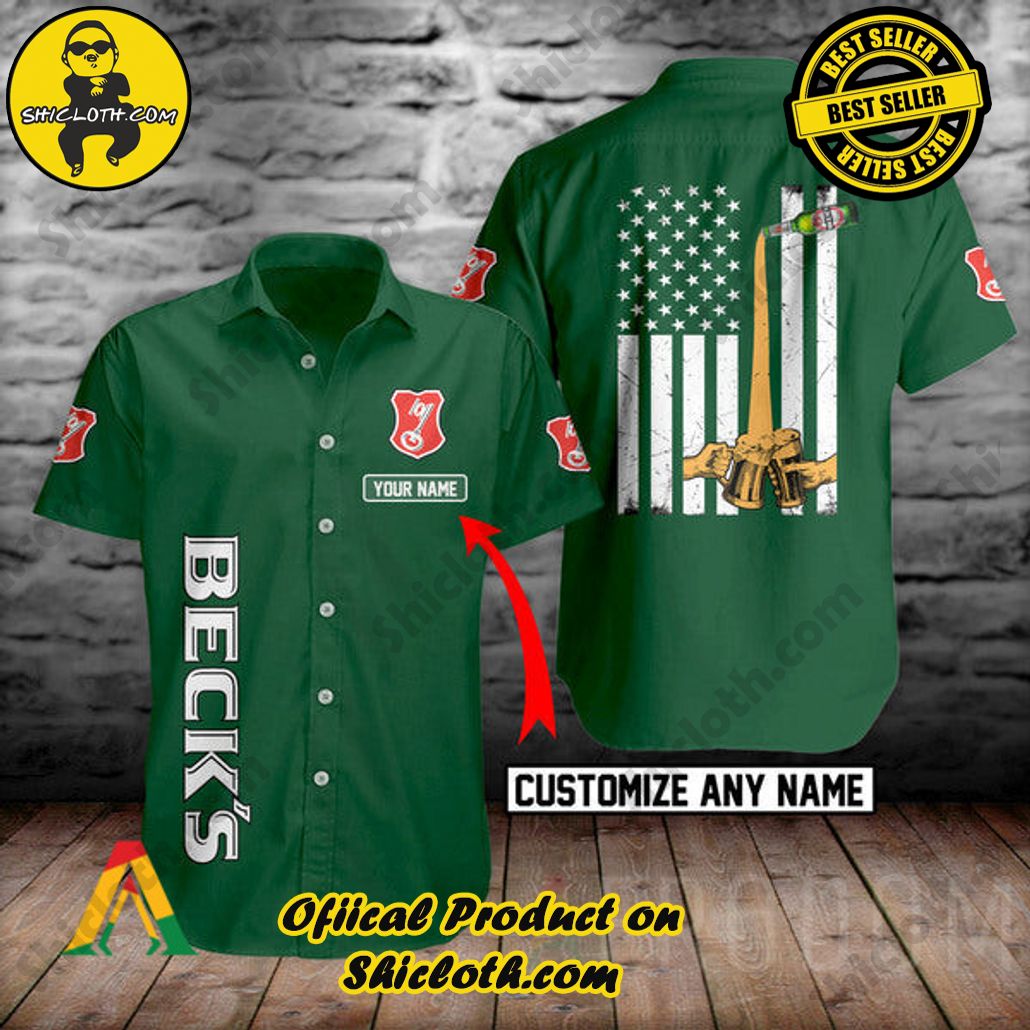 Discover Paradise: Shicloth's Button Shirt - Hawaiian Shirt 55 Personalized Basic Printed Beck’s Beer Button Shirt - Hawaiian Shirt